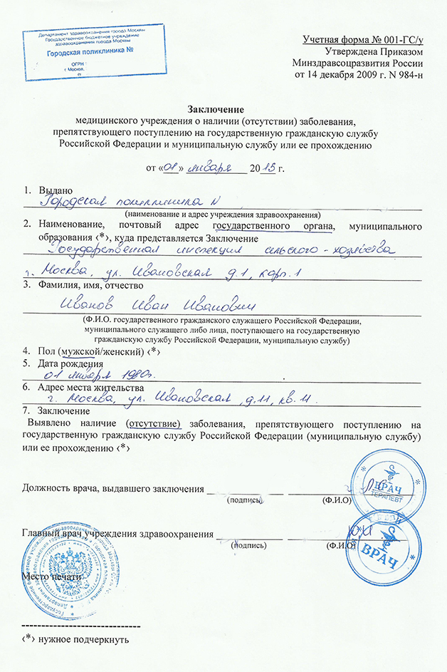 Справка НД на госслужбу